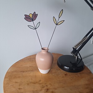 Uniek bloemensetje van glas in lood - paars