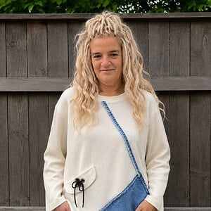 Upcycled Boho Sweater – Denim Patchwork – One of a Kind