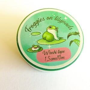 Washi tape froggies on lilypads, kikkers in de vijver met lelies 1,5cmx10m