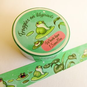 Washi tape froggies on lilypads, kikkers in de vijver met lelies 1,5cmx10m