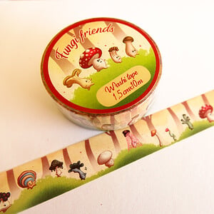 Washitape Fungi friends paddestoelen herfst 1,5cx10m