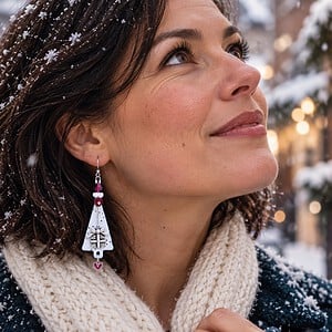 Witte Kerst & Cadeautjes uitpakken, emaille kerstboom oorbellen met Swarovski