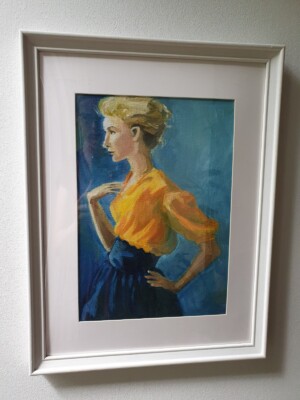prachtige dame, unieke kunstprint, wanddecoratie