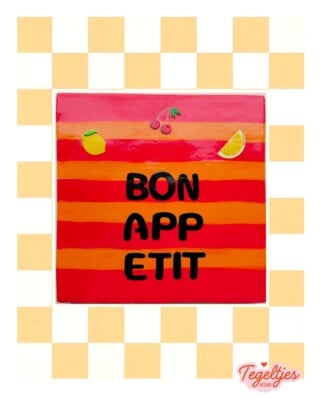 Handgemaakt tegeltje bon app etit — uniek, lief en heerlijk imperfect 😍