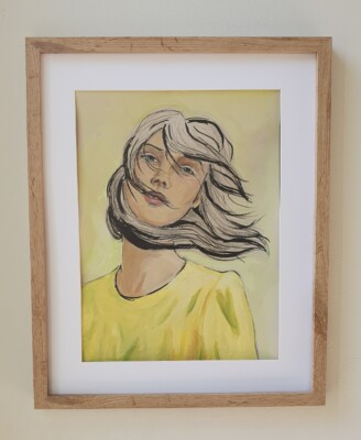 yellow. Print van vrouwenportret