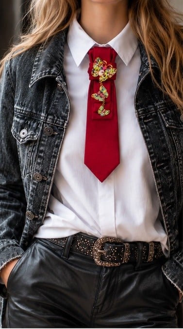 Aparte rode vlinder stropdas ketting dames – luxe accessoire met broche Eye catcher
