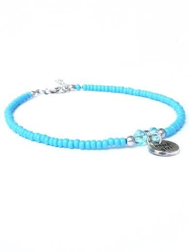 Enkelketting met rocailles en bedel 'beach girl'. Handgemaakt enkelke… - 142371 Enkelketting met rocailles en bedel 'beach girl'. Handgemaakt enkelkettinkje, glaskralen, Ibiza sieraden, strand, zee, Per Elle sieraden