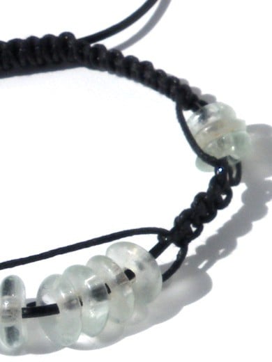 Herenarmband met zwarte leren veter, waxkoord, transparante schijfkra… - 146416 Herenarmband met zwarte leren veter, waxkoord, transparante schijfkralen. Handgeknoopte armband, boho style, zwarte polsband Ibiza, festival