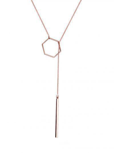 Rosé Gold Plated Necklace Hexagon and Rod