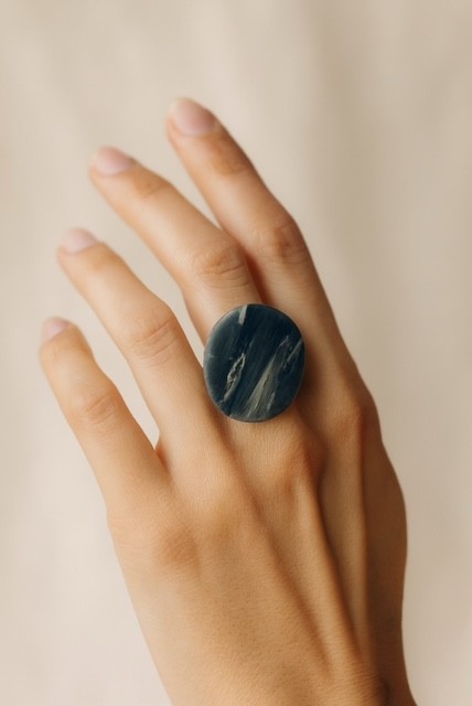 Marbre Azur - 103924 Unieke ring - Marbre Azur- verstelbare polymeerklei ring