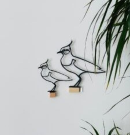 Kievit , muurdecoratie Houten vogel voor op de muur.