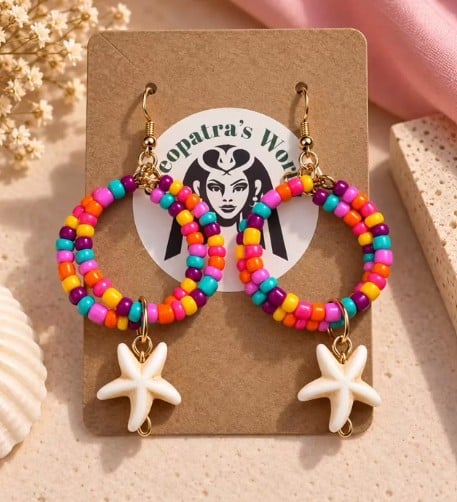 Kleurrijke Kralen Oorbellen met Zeesterren | Zomerse Boho Statement O… - 151204 Kleurrijke Kralen Oorbellen met Zeesterren | Zomerse Boho Statement Oorbellen