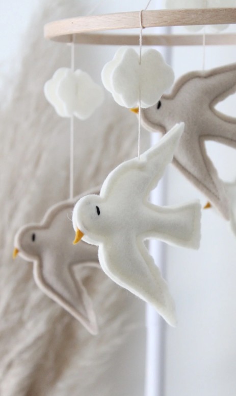 Handgemaakte Babymobiel | Hout & Wolvilt | Birds