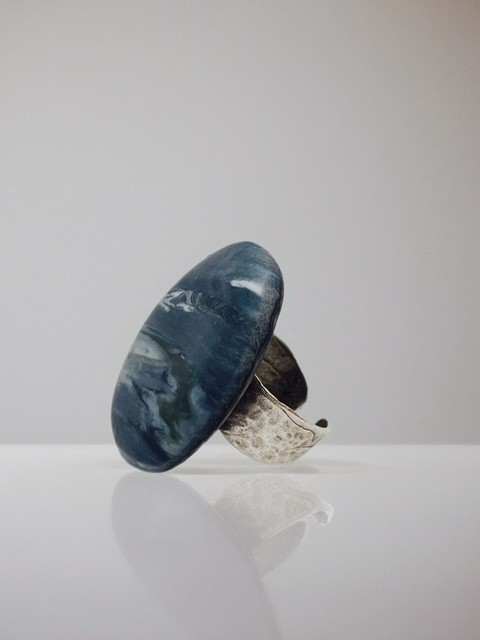 Marbre Azur - 103925 Unieke ring - Marbre Azur- verstelbare polymeerklei ring