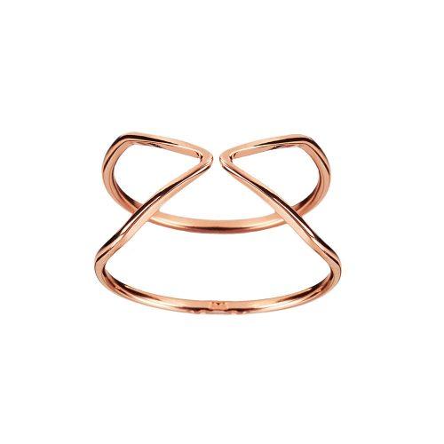 Pink Rose Plated Double Triangle Ring