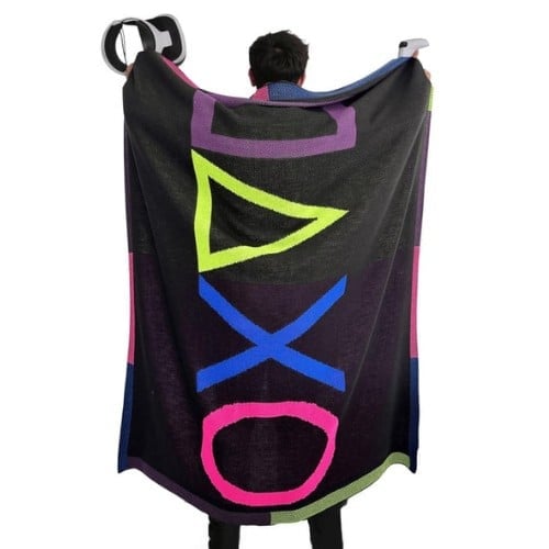 Game Deken | Gamer at Play Plaid – Neon Symbol – 130×170 cm