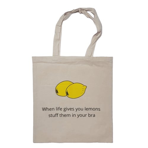Katoenen tas – When life gives you lemons stuff them in your bra - 119252 Katoenen tas – When life gives you lemons stuff them in your bra