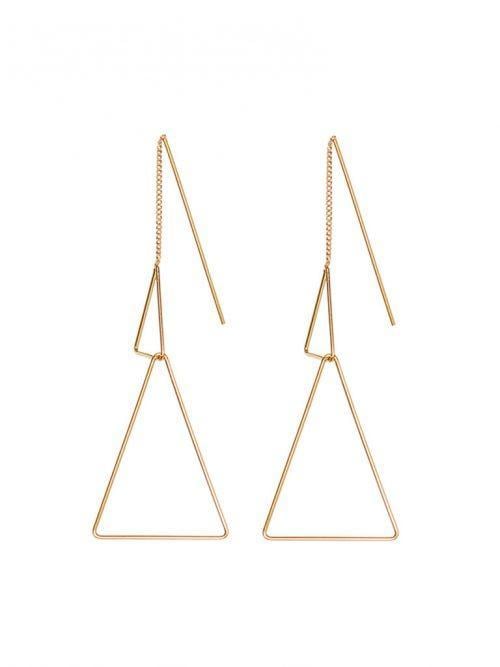 Gold Plated Double Triangle Hanging Earring