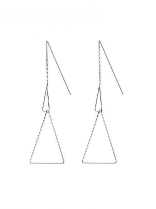 Silver Double Triangle Hanging Earring