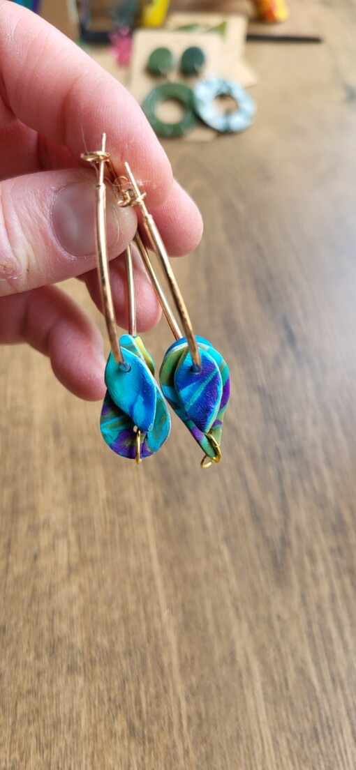 JuWen 2 Oorbellen Uniek handwerk in polymeerklei , een sieraad voor jou of als cadeau