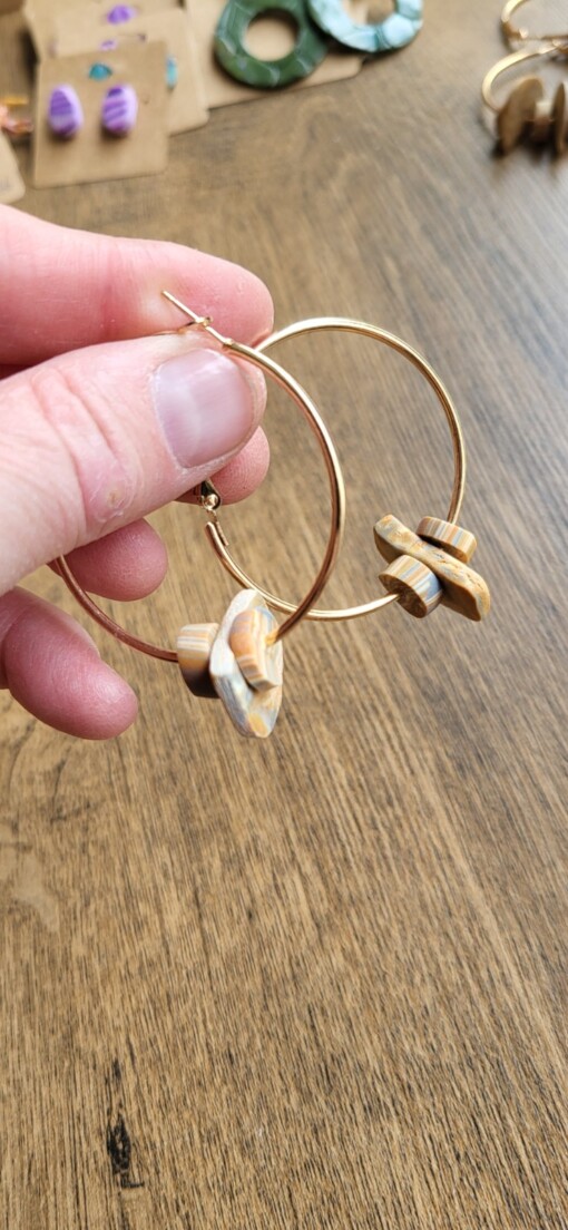 JuWen 2 Oorbellen Uniek handwerk in polymeerklei , een sieraad voor jou of als cadeau