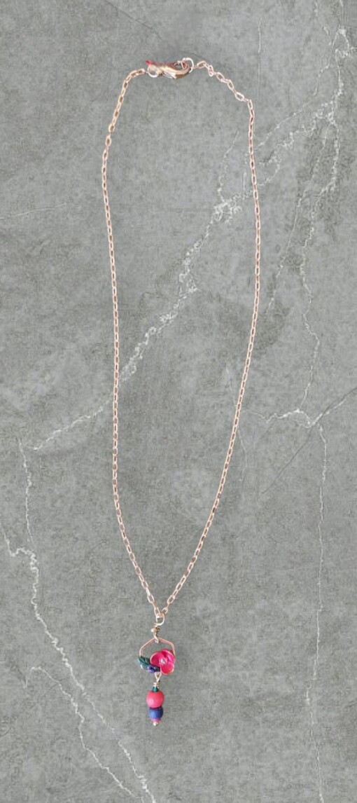 Unieke halsketting rosé RVS