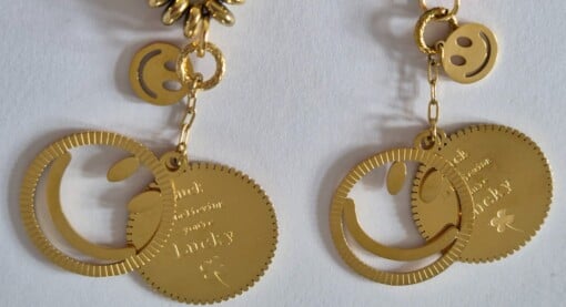 handmade ketting met grote lucky & smiley bedel