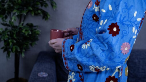 Kimono - Unisex - One size fits all - Indian Bloom Collection - Blauw