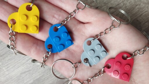 LEGO Hart Sleutelhanger – Handgemaakt Cadeau voor Koppels, Vriend, Vriendin – Liefdeshart Sleutelhanger