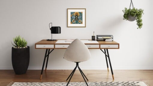 Hommel handgedrukte linosnede print