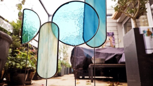 Modern Glas in Loodobject."La Mer". Zonnevanger. Uniek.