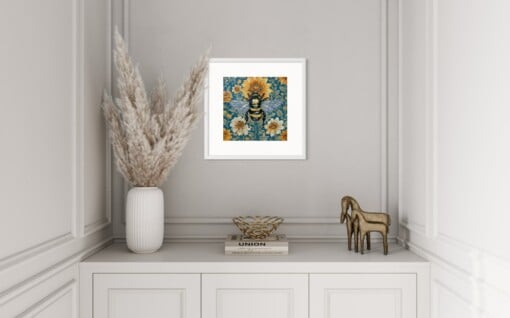 Hommel handgedrukte linosnede print