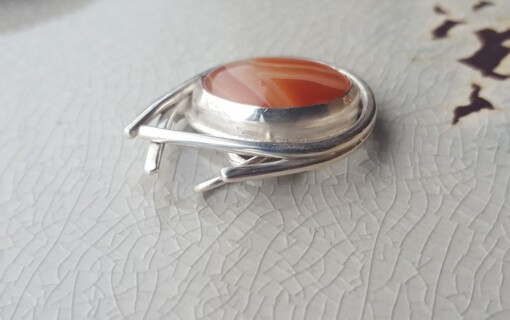 Flaming Carnelian, uniek ontwerp zilveren hanger