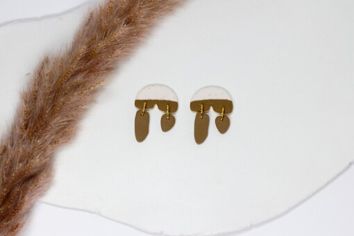 Acadia Gedroogd Groen | Statement Stud Oorbellen - Lichtgewicht Polymeerklei met Roestvrijstalen Stiften