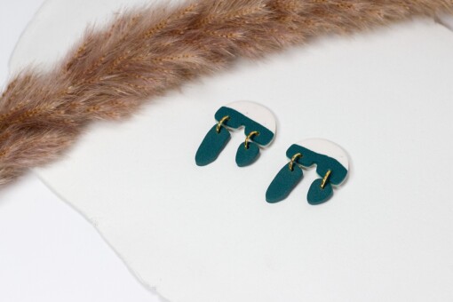Acadia Petrol | Statement Stud Oorbellen - Lichtgewicht Polymeerklei met Roestvrijstalen Stiften