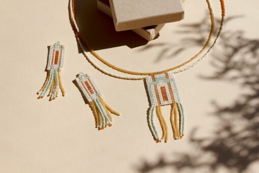 Mint Mélange | Handgeweven Kralen Ketting & Oorbellen Set
