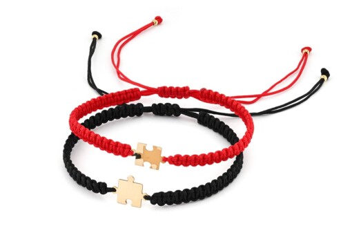 Set armbanden 14 karaat geelgouden Puzzelstukjes