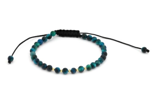 Prachtige armband met Blauwe Tijgeroog en 14 karaat geelgouden kralen