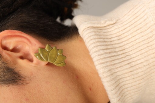 Groene Blad Keramische Oorbellen
