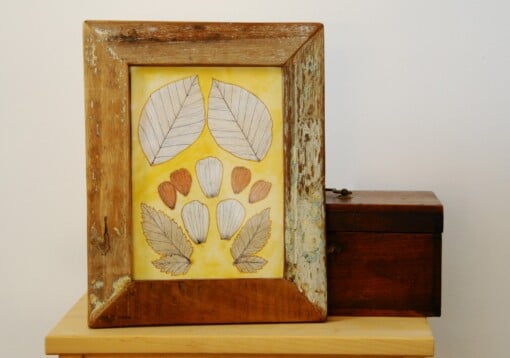 Eco print Bladeren Illustratie in Houten Lijst