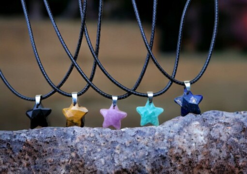 Waxkoord ketting met amethist sterretje