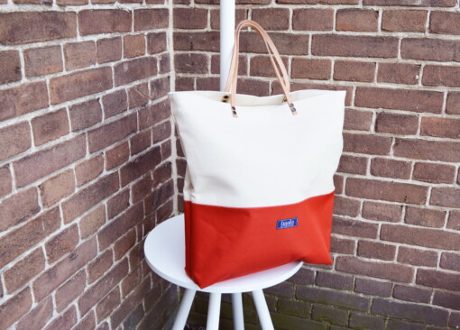 Grote handtas oranje beige