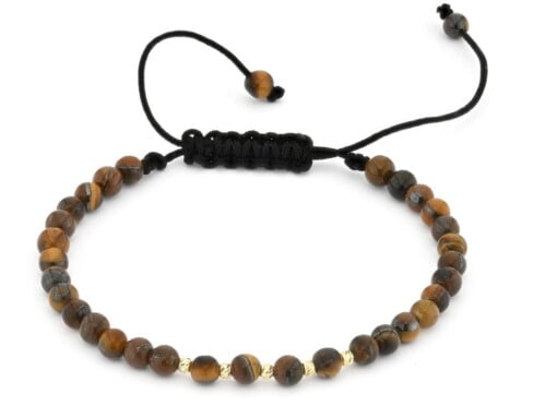 Elegante Tijgeroog armband met 14 karaat geelgouden kralen