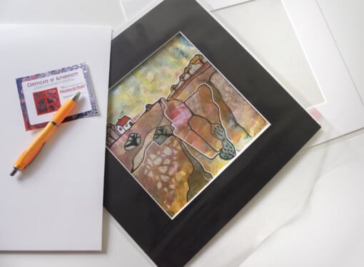 Seizoenslandschap - herfst acryl schilderij op papier