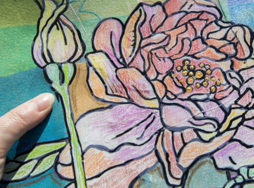 Floral card. Retro 4. Silhouet van bloemen op  papier