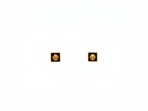 Origineel ontwerp | Schelp embleem studs | dik 18k verguld