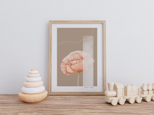 Geboortebloem Augustus Klaproos Fine Art Print