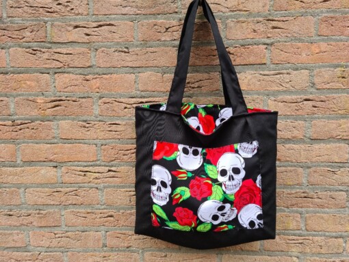 Gothic Shopper Tas - Stoere Schoudertas met Schedels en Rozen