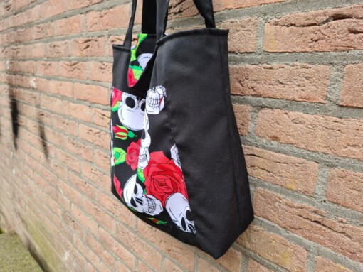 Gothic Shopper Tas - Stoere Schoudertas met Schedels en Rozen