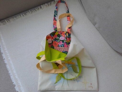 Tas "zonnebloemen" - Hand geschilderd en geborduurd